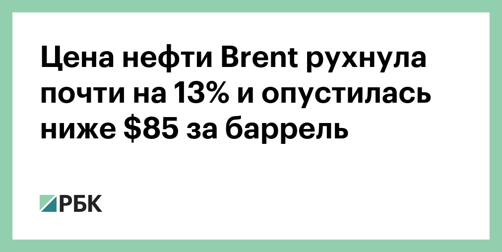 Цена на нефть Brent упала на 8%