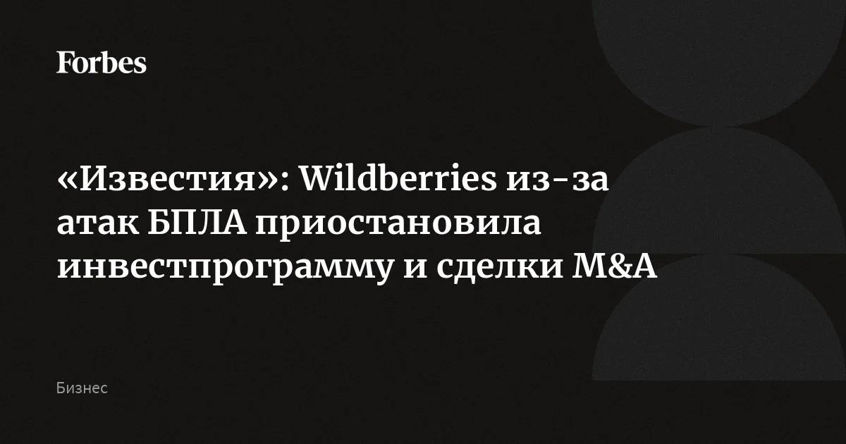 «Известия»: Wildberries из-за атак БПЛА приостановила инвестпрограмму и сделки M&A