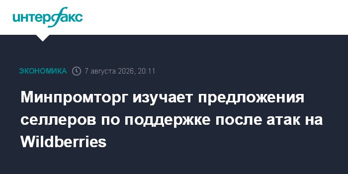 Минпромторг изучает предложения селлеров по поддержке после атак на Wildberries