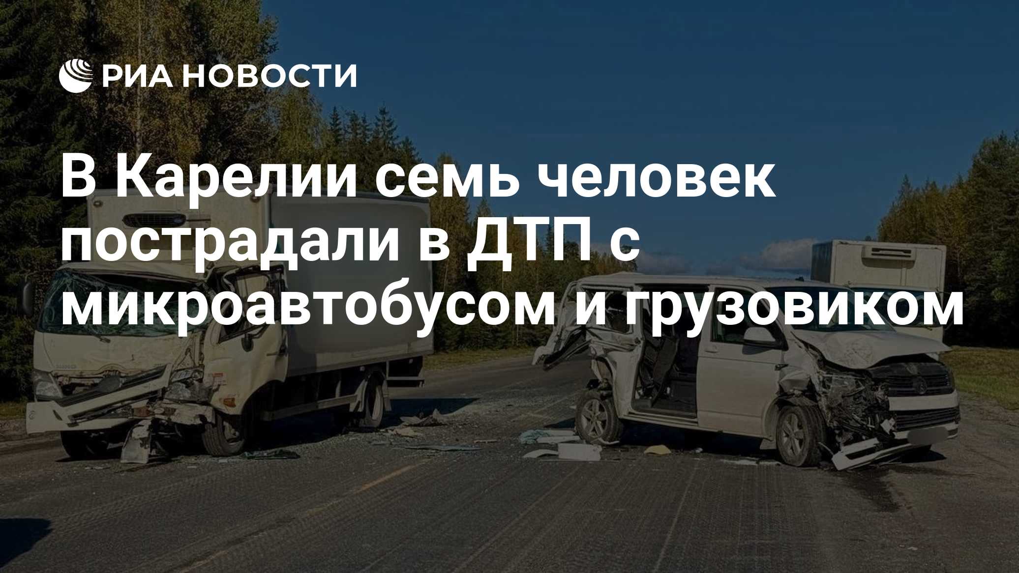В Карелии семь человек пострадали в ДТП с микроавтобусом и грузовиком
