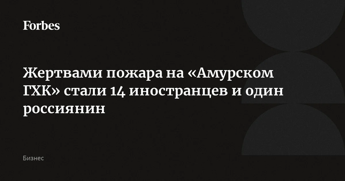Жертвами пожара на «Амурском ГХК» стали 14 иностранцев и один россиянин
